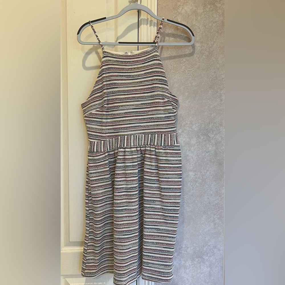 BANANA REPUBLIC Sz 12 White Striped Halter Dress